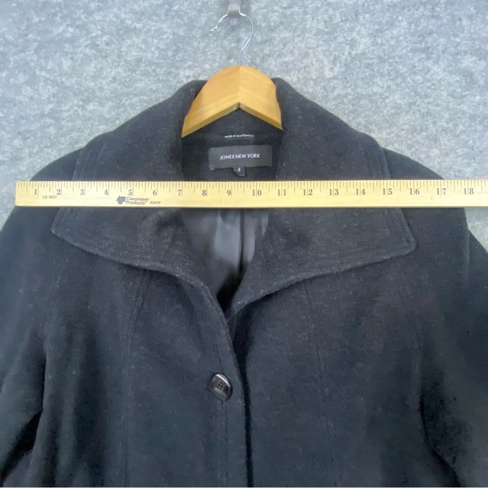 Jones New York Wool Cashmere‎ Blend Coat Size 8 Black Classic Preppy Essential